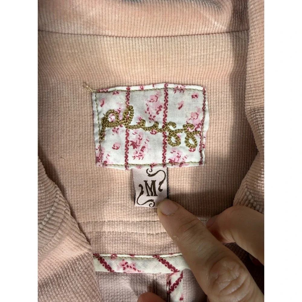 Plush‎ Corduroy Blazer Womens Medium Pink Good Button Front Vintage Style Jacket